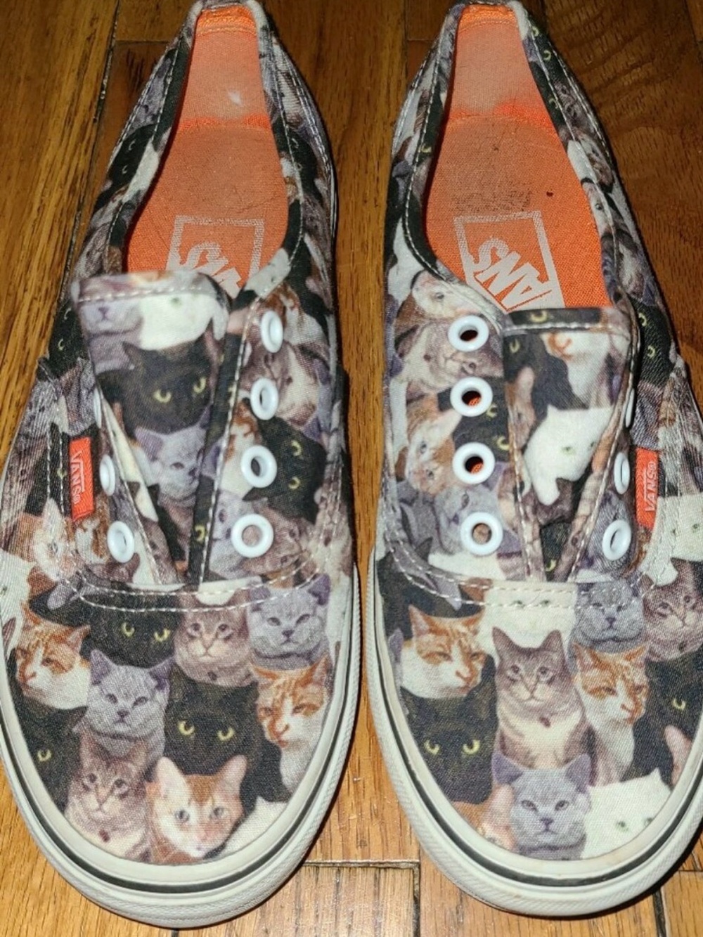 Vans  ASPCA Slip-On Sneakers in Multi Cat Print and Orange Insole
